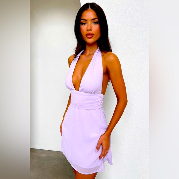 THATSOFETCH Lilac Elenor backless halter tie dress Sz4 US sz 8AU New with tags - Picture 1 of 10